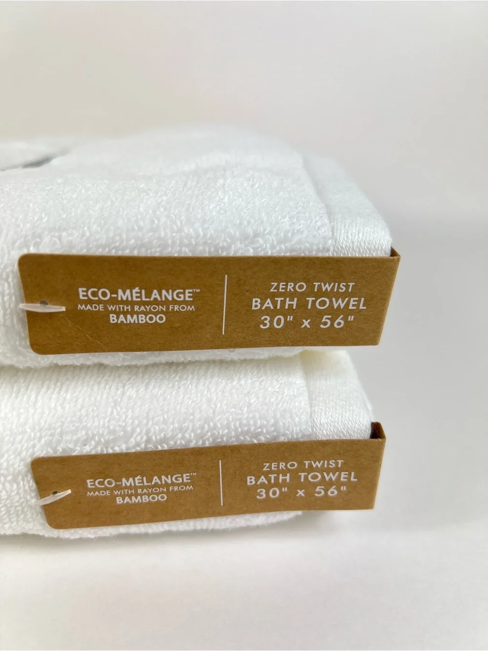 Common Thread Bamboo Eco Melange Bath Towel Set White Gray Soft Cotton 2 pc NEW